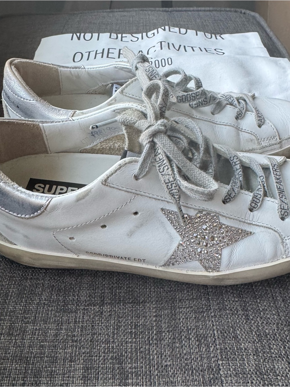 Golden Goose Superstar Private EDT White Leather Sneakers w/ Swarovski Crystals